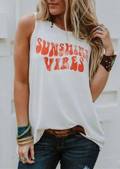 Sleeveless Top with Letter Print